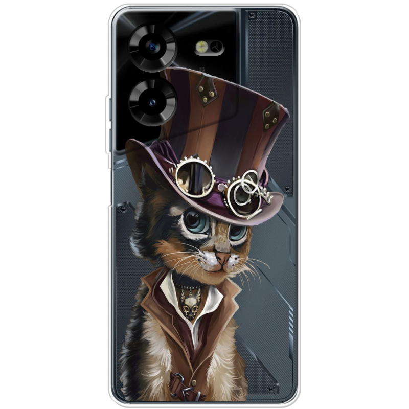 Прозрачный чехол BoxFace Tecno POVA 5 Steampunk Cat