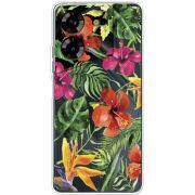 Прозрачный чехол BoxFace Tecno POVA 5 Tropical Flowers