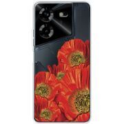 Прозрачный чехол BoxFace Tecno POVA 5 Red Poppies