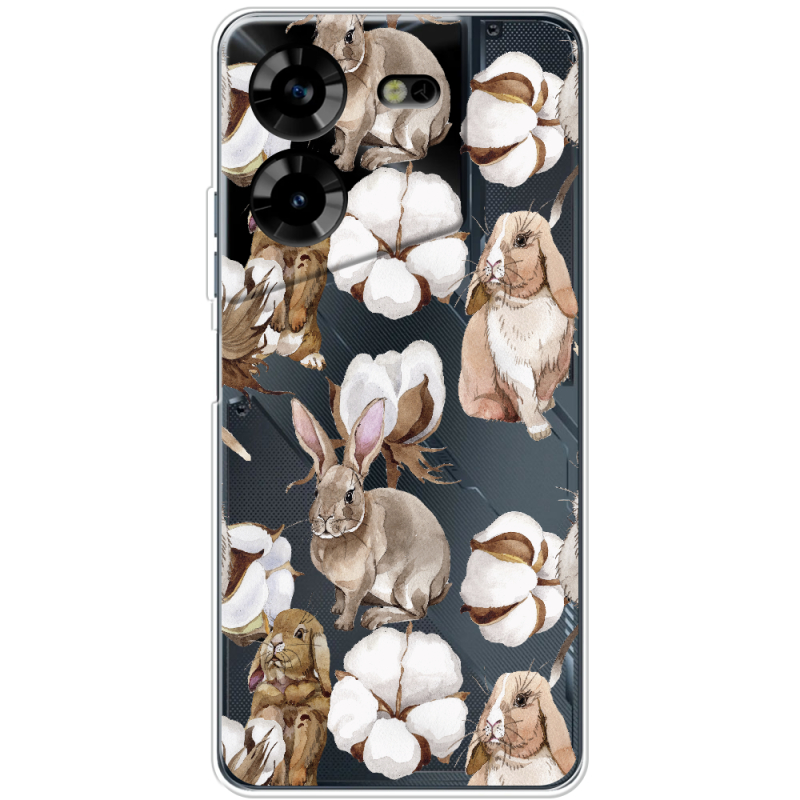 Прозрачный чехол BoxFace Tecno POVA 5 Cotton and Rabbits