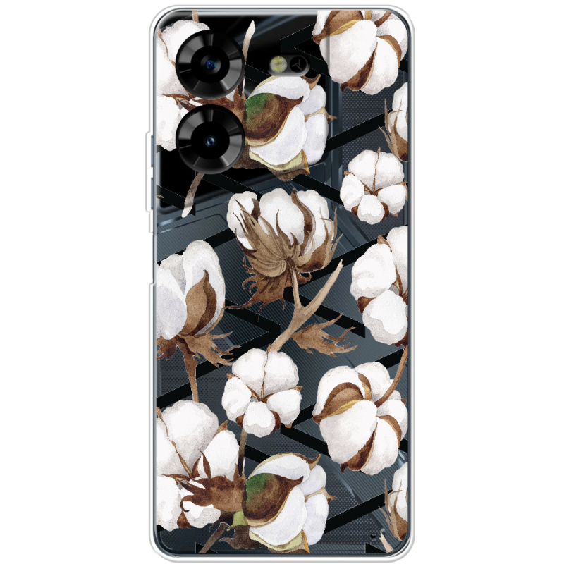 Прозрачный чехол BoxFace Tecno POVA 5 Cotton flowers