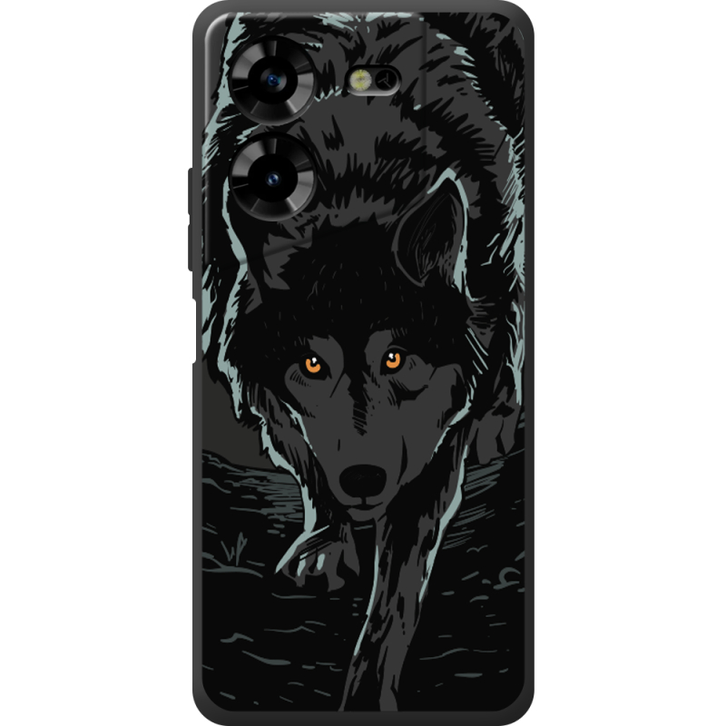 Черный чехол BoxFace Tecno POVA 5 Wolf