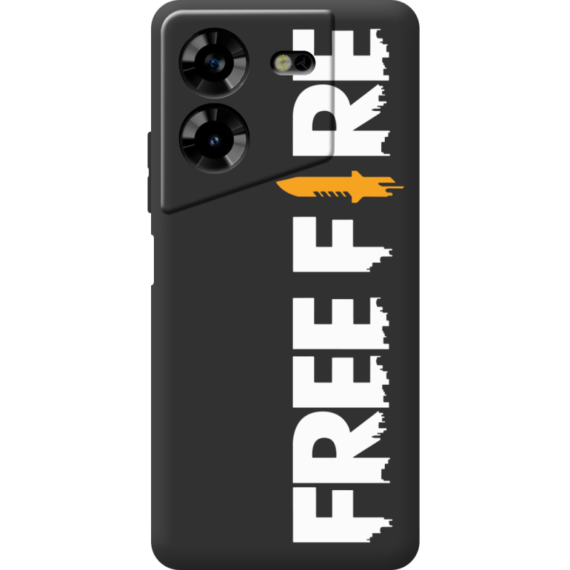 Черный чехол BoxFace Tecno POVA 5 Free Fire White Logo
