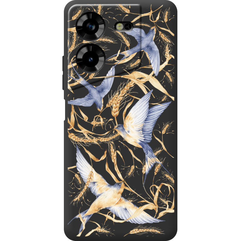 Черный чехол BoxFace Tecno POVA 5 Ластівки