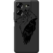 Черный чехол BoxFace Tecno POVA 5 Wolf and Raven