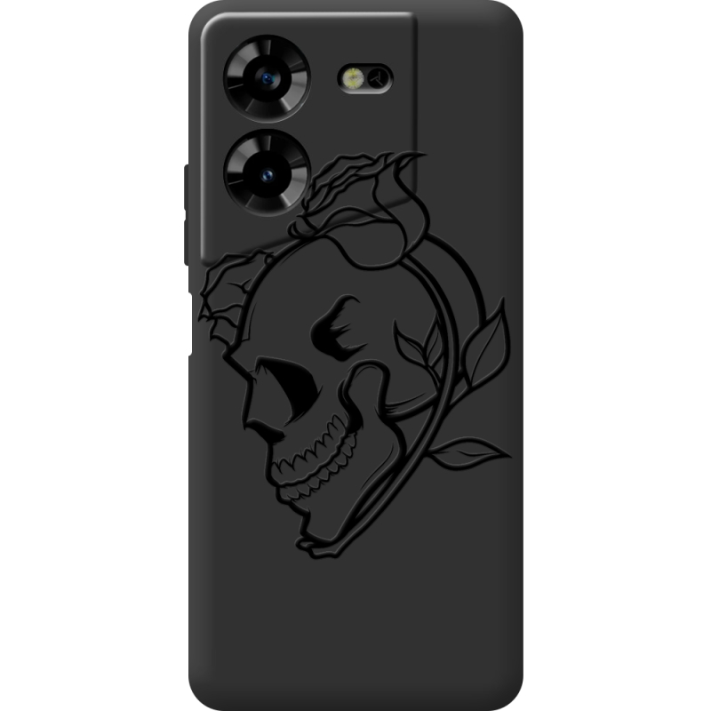 Черный чехол BoxFace Tecno POVA 5 Skull and Roses