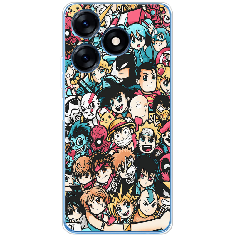 Чехол BoxFace Tecno Spark 10C Anime Stickers