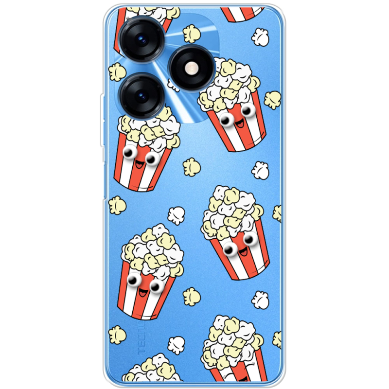 Прозрачный чехол BoxFace Tecno Spark 10C с 3D-глазками Popcorn