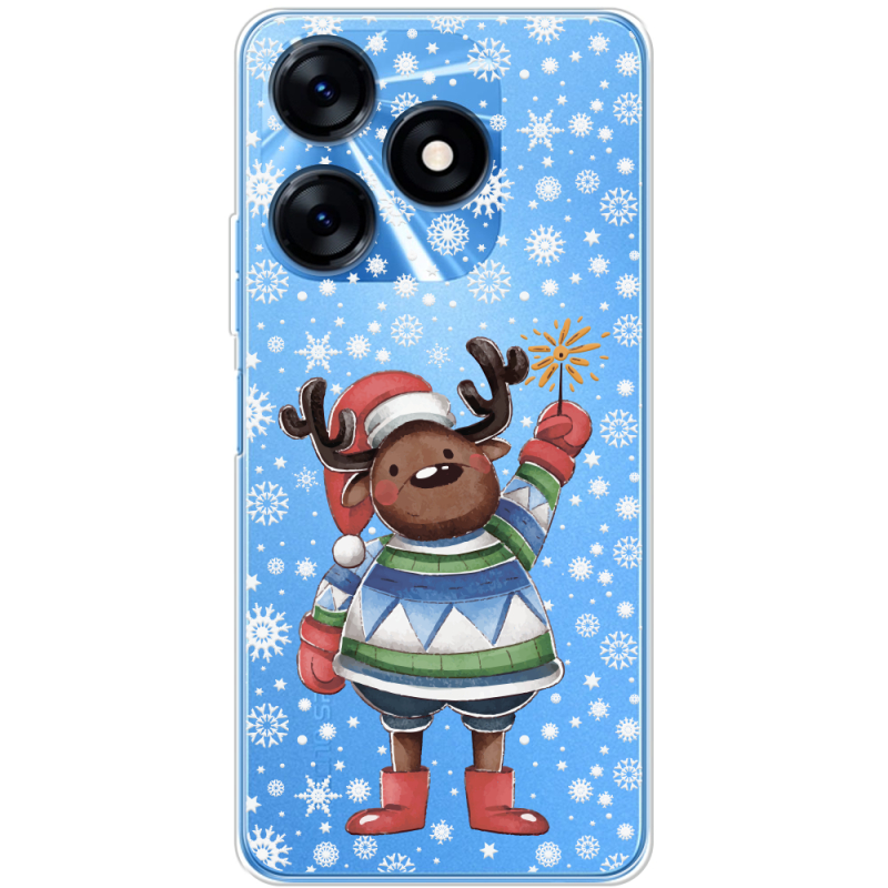 Прозрачный чехол BoxFace Tecno Spark 10C Christmas Deer with Snow