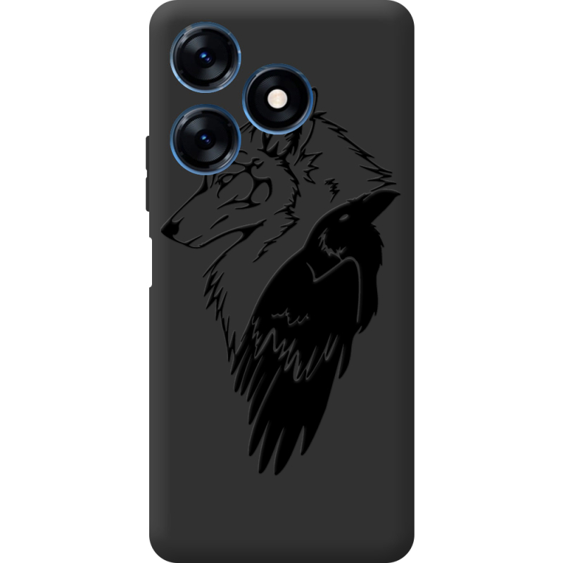 Черный чехол BoxFace Tecno Spark 10C Wolf and Raven