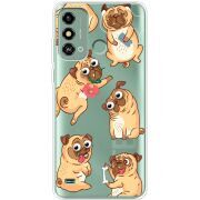 Прозрачный чехол BoxFace ZTE Blade A53 с 3D-глазками Pug