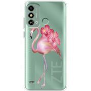 Прозрачный чехол BoxFace ZTE Blade A53 Floral Flamingo