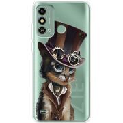 Прозрачный чехол BoxFace ZTE Blade A53 Steampunk Cat