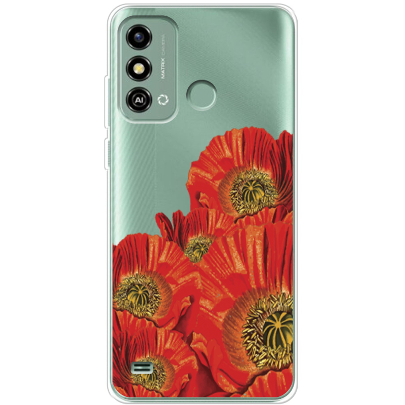 Прозрачный чехол BoxFace ZTE Blade A53 Red Poppies