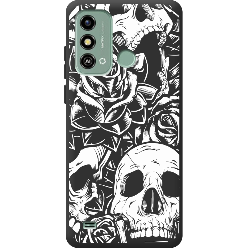 Черный чехол BoxFace ZTE Blade A53 Skull and Roses