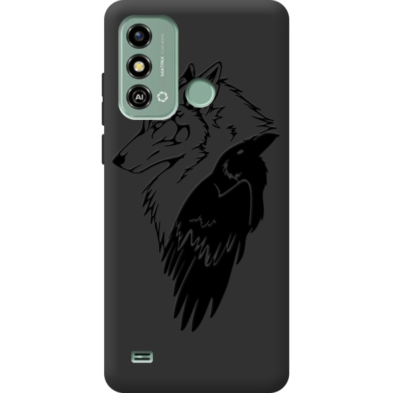 Черный чехол BoxFace ZTE Blade A53 Wolf and Raven