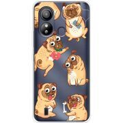 Прозрачный чехол BoxFace ZTE Blade L220 с 3D-глазками Pug