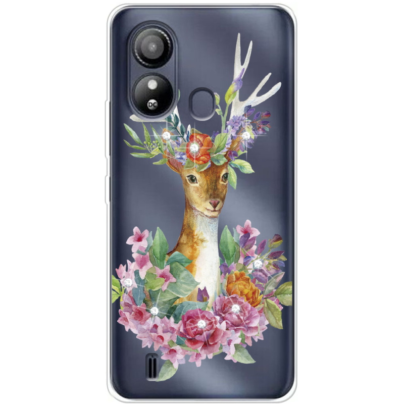 Чехол со стразами ZTE Blade L220 Deer with flowers