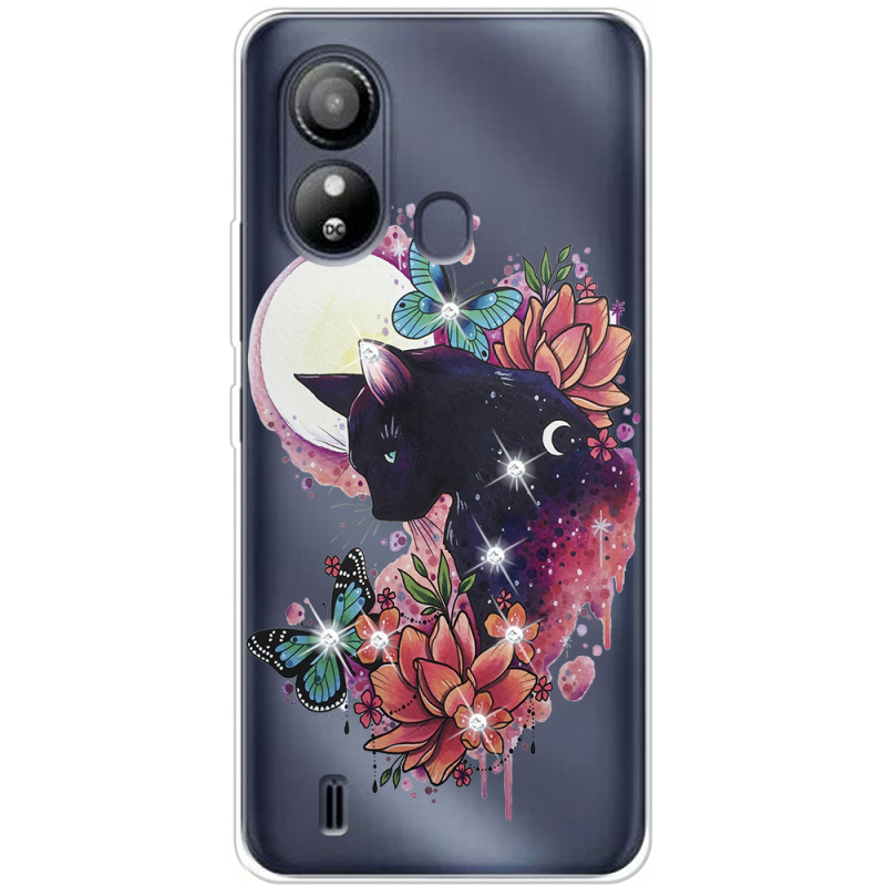 Чехол со стразами ZTE Blade L220 Cat in Flowers