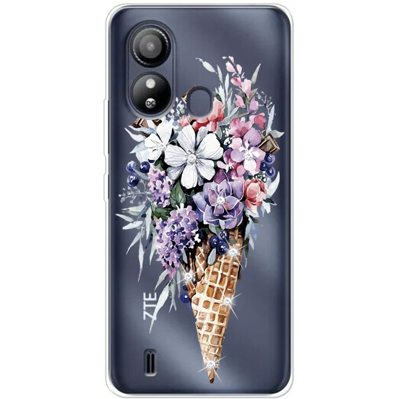 Чехол со стразами ZTE Blade L220 Ice Cream Flowers