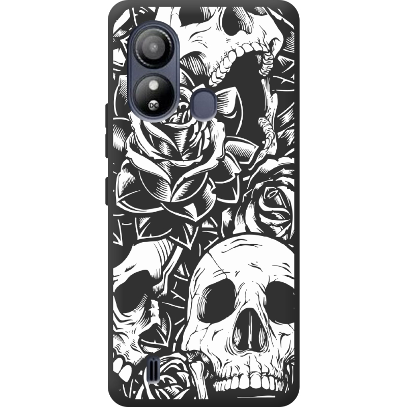 Черный чехол BoxFace ZTE Blade L220 Skull and Roses