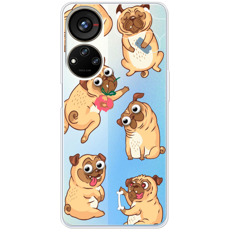 Прозрачный чехол BoxFace ZTE Blade V40s с 3D-глазками Pug