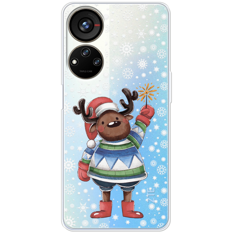 Прозрачный чехол BoxFace ZTE Blade V40s Christmas Deer with Snow