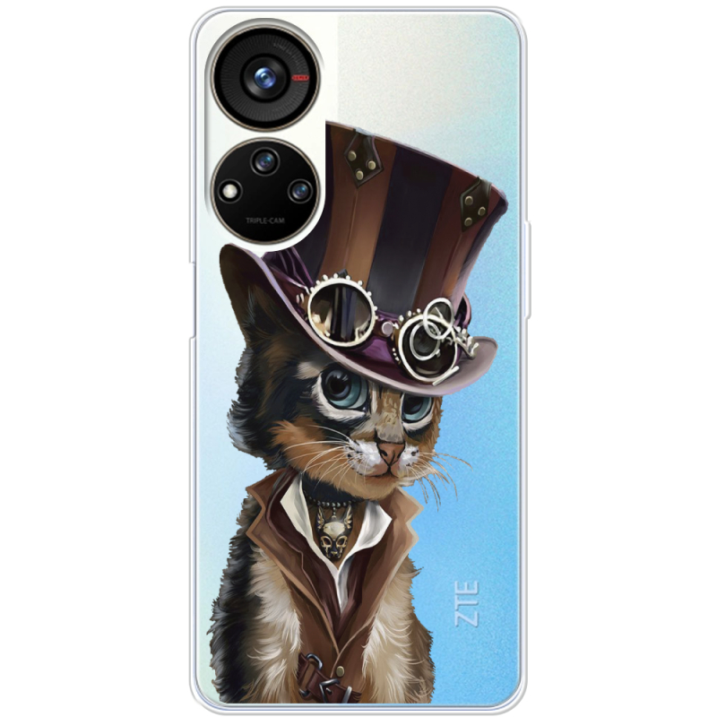 Прозрачный чехол BoxFace ZTE Blade V40s Steampunk Cat