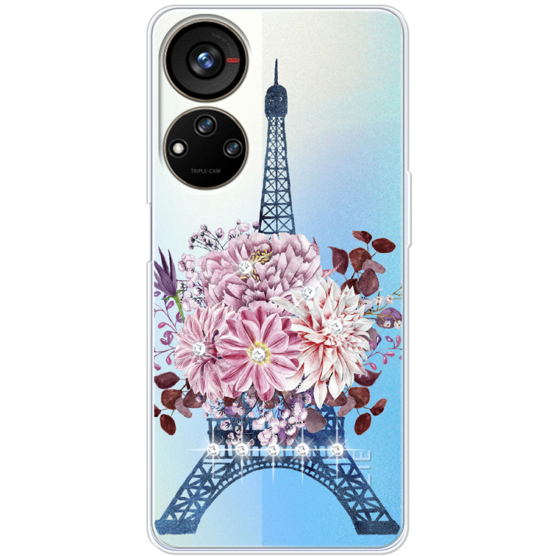 Чехол со стразами ZTE Blade V40s Eiffel Tower