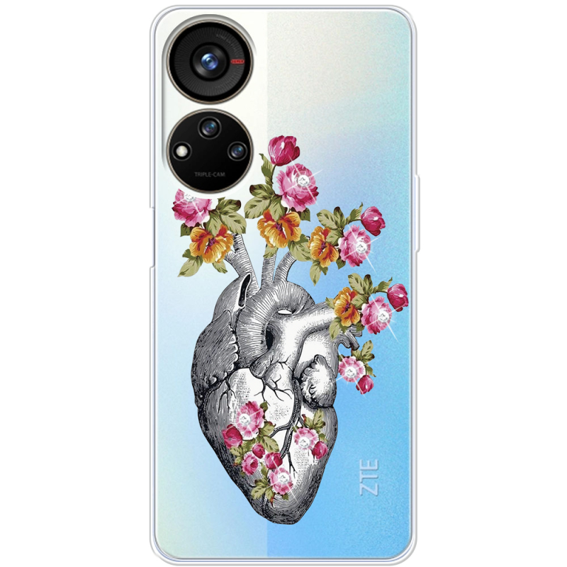 Чехол со стразами ZTE Blade V40s Heart