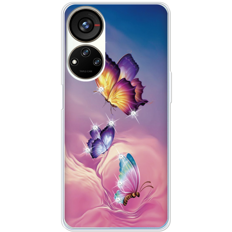 Чехол со стразами ZTE Blade V40s Butterflies