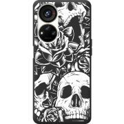 Черный чехол BoxFace ZTE Blade V40s Skull and Roses