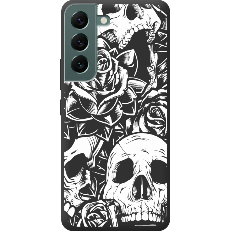 Черный чехол BoxFace Samsung Galaxy S22 (S901) Skull and Roses