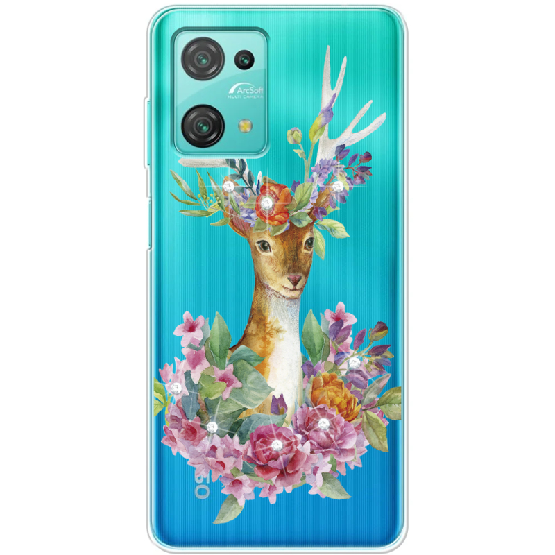 Чехол со стразами BoxFace Blackview Oscal C30 Pro Deer with flowers