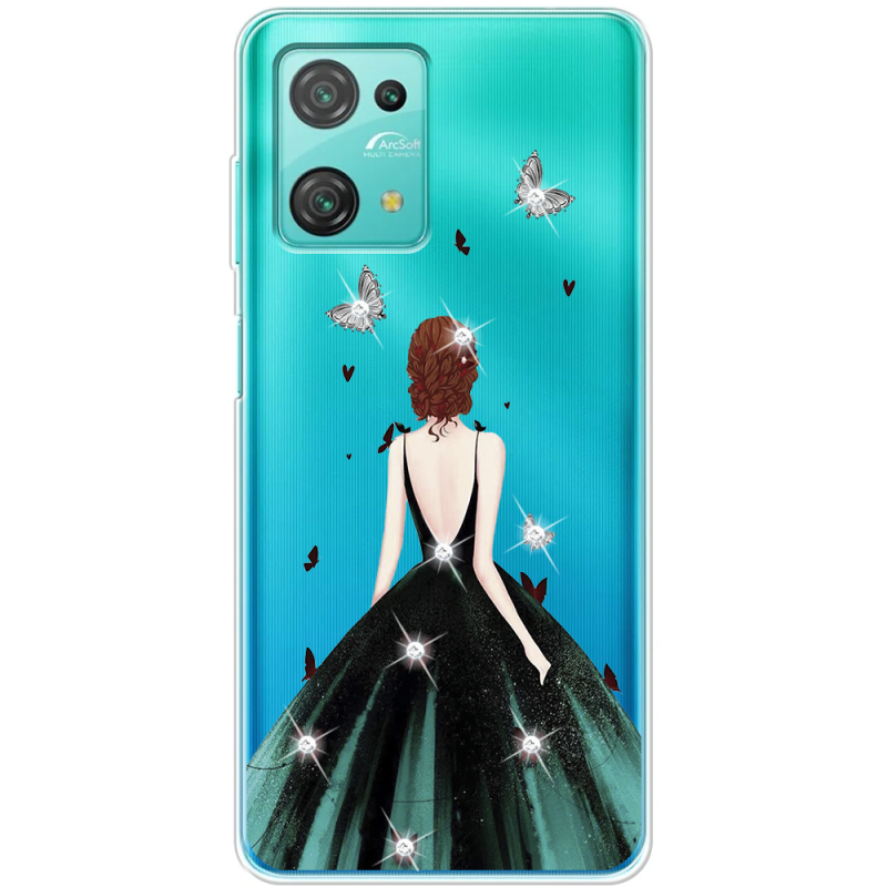 Чехол со стразами BoxFace Blackview Oscal C30 Pro Girl in the green dress