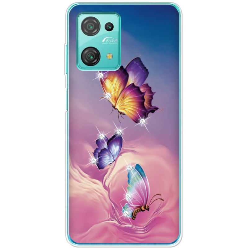 Чехол со стразами BoxFace Blackview Oscal C30 Pro Butterflies