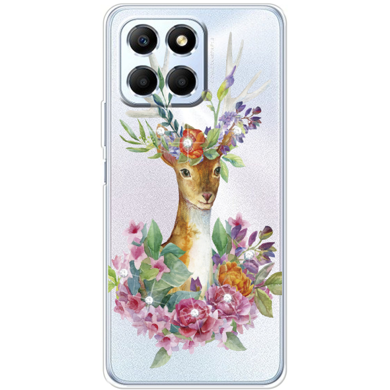 Чехол со стразами BoxFace Honor X6 Deer with flowers