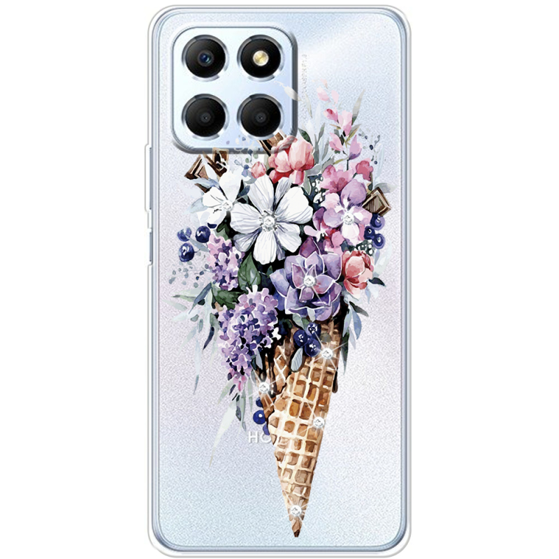 Чехол со стразами BoxFace Honor X6 Ice Cream Flowers