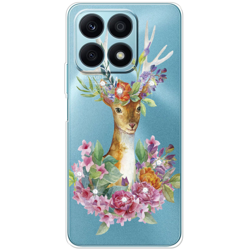 Чехол со стразами BoxFace Honor X8a Deer with flowers