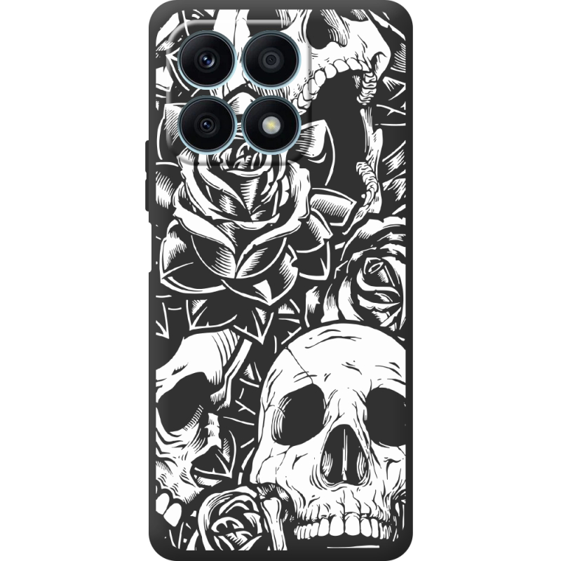 Черный чехол BoxFace Honor X8a Skull and Roses