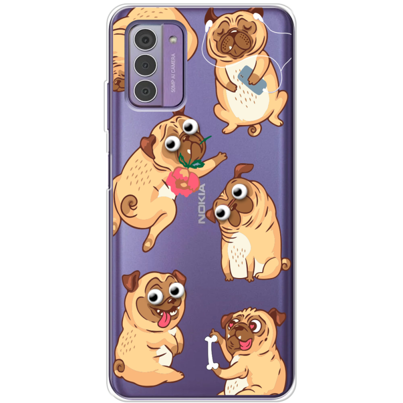 Прозрачный чехол BoxFace Nokia G42 с 3D-глазками Pug