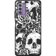 Черный чехол BoxFace Nokia G42 Skull and Roses