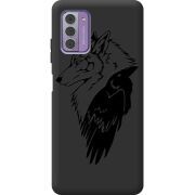 Черный чехол BoxFace Nokia G42 Wolf and Raven