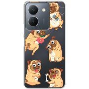 Прозрачный чехол BoxFace Vivo Y36 с 3D-глазками Pug