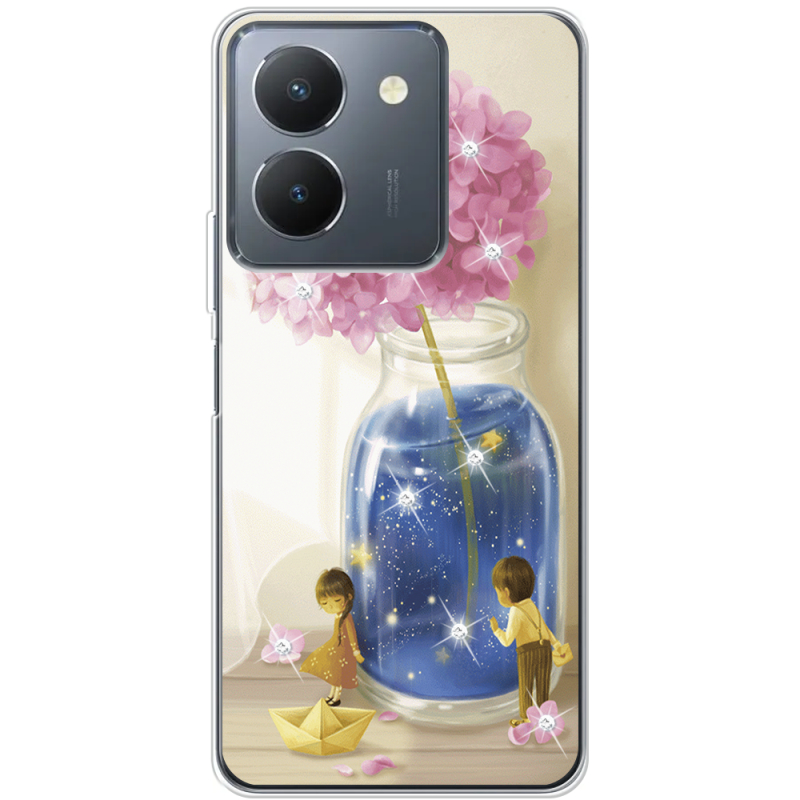 Чехол со стразами Vivo Y36 Little Boy and Girl