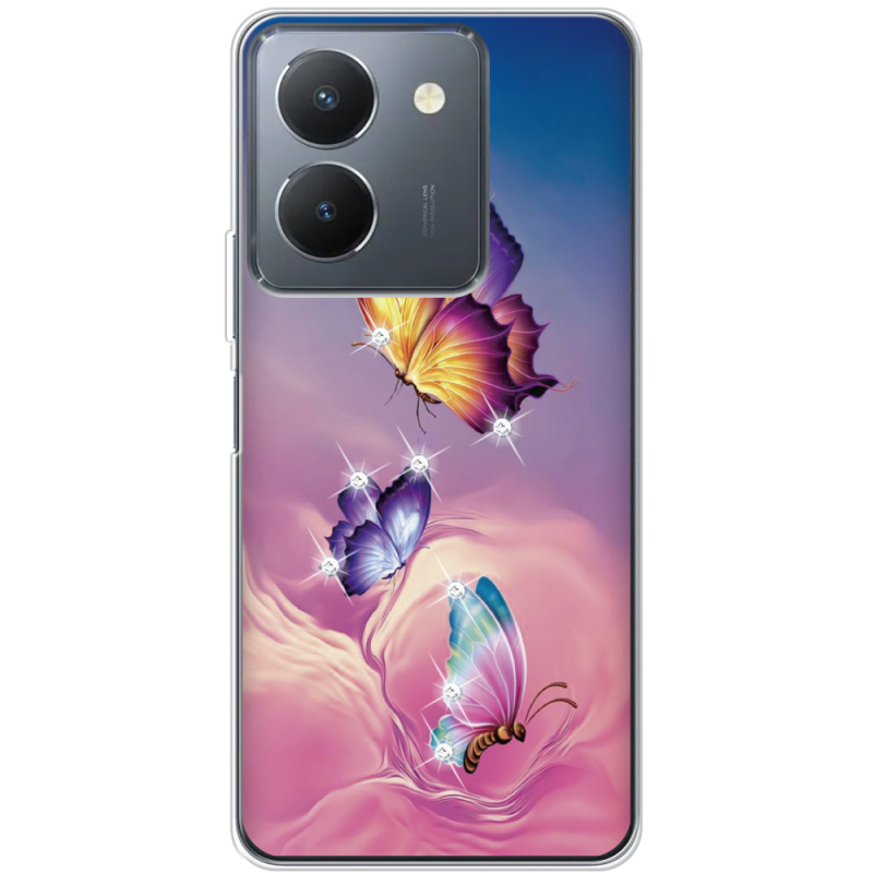 Чехол со стразами Vivo Y36 Butterflies