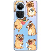 Прозрачный чехол BoxFace OPPO Reno 10 с 3D-глазками Pug