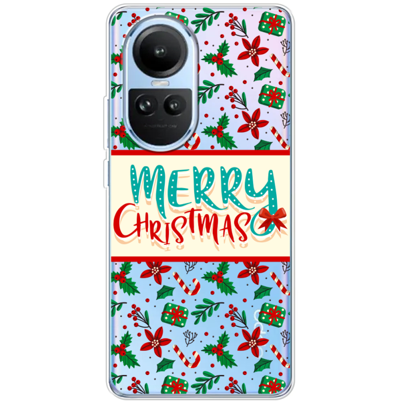 Прозрачный чехол BoxFace OPPO Reno 10 Vintage Christmas Pattern