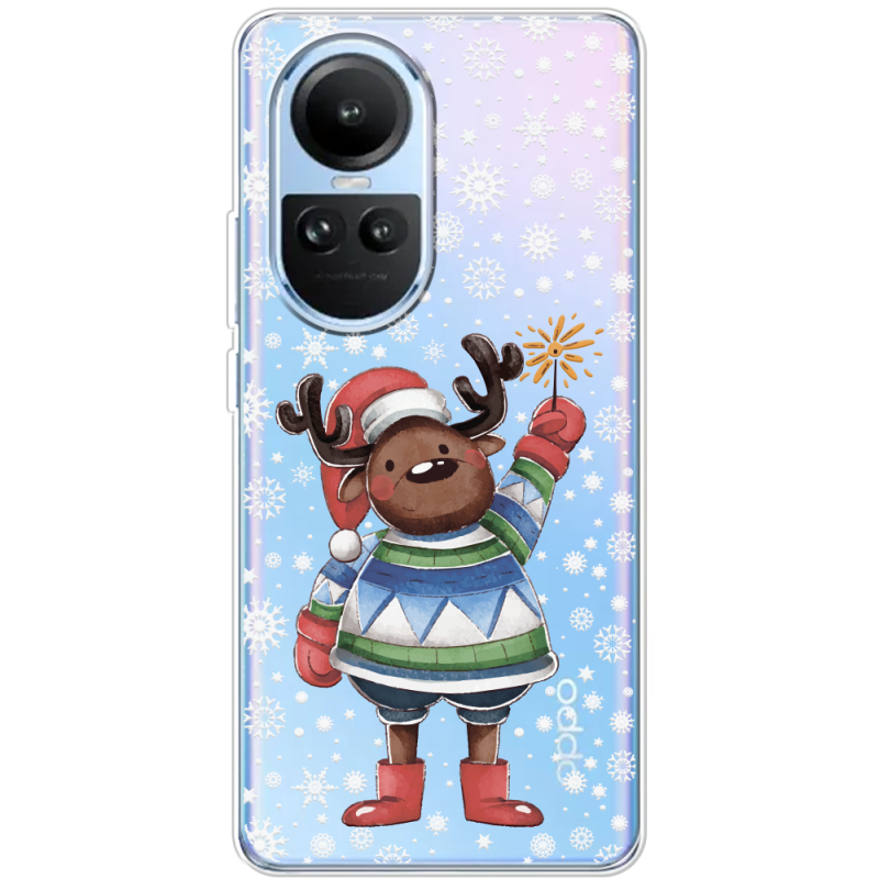 Прозрачный чехол BoxFace OPPO Reno 10 Christmas Deer with Snow