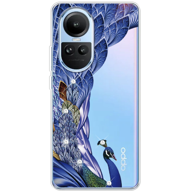 Чехол со стразами OPPO Reno 10 Peafowl